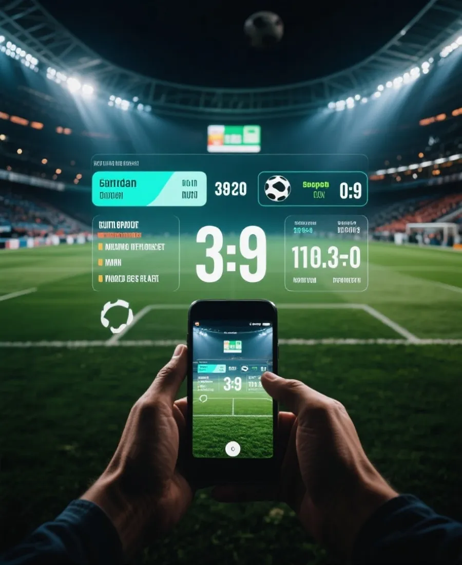 使用手機查看世界盃即時比分示意