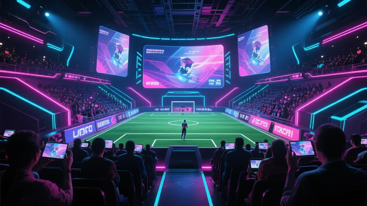 虚拟竞技场中的足球电竞对战与观众互动大屏